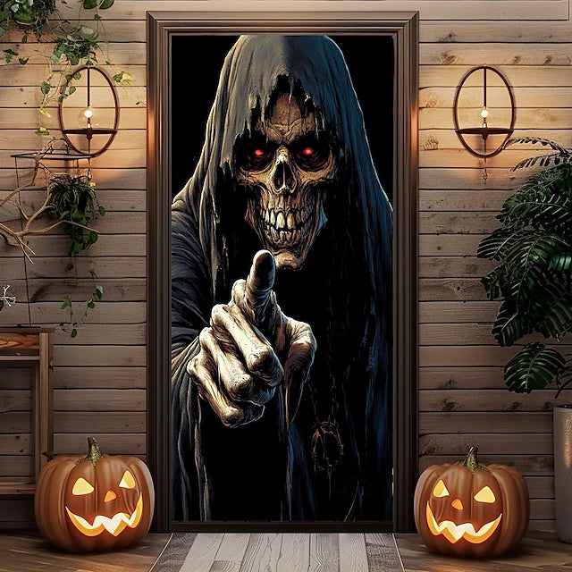 Halloween Door Decorations Halloween Door Covers Face Death Door Tapestry