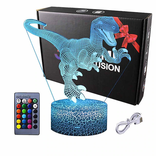 3D Dinosaur Night Light for Kids Bedroom Smart Touch Sensor Night Lamp with Remote