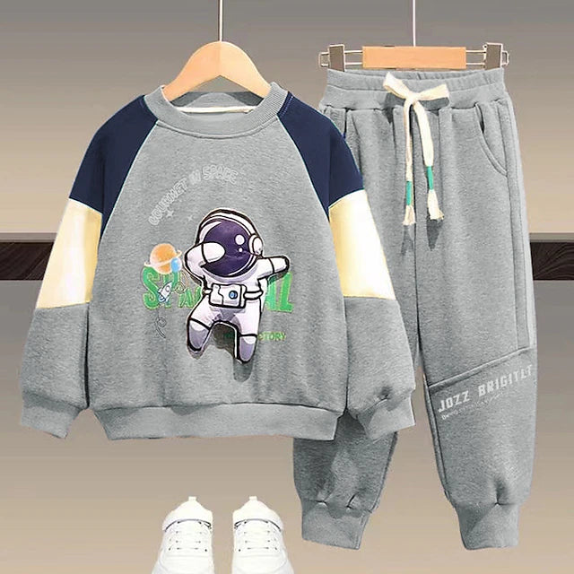 2 Pieces Kids Boys Hoodie & Pants Sweatshirt & Pants Clothing Set Outfit Color Block