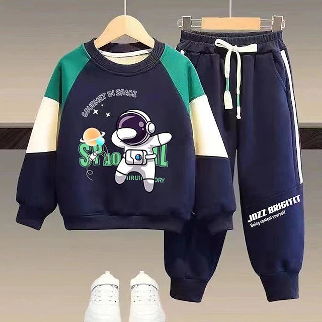 2 Pieces Kids Boys Hoodie & Pants Sweatshirt & Pants Clothing Set Outfit Color Block