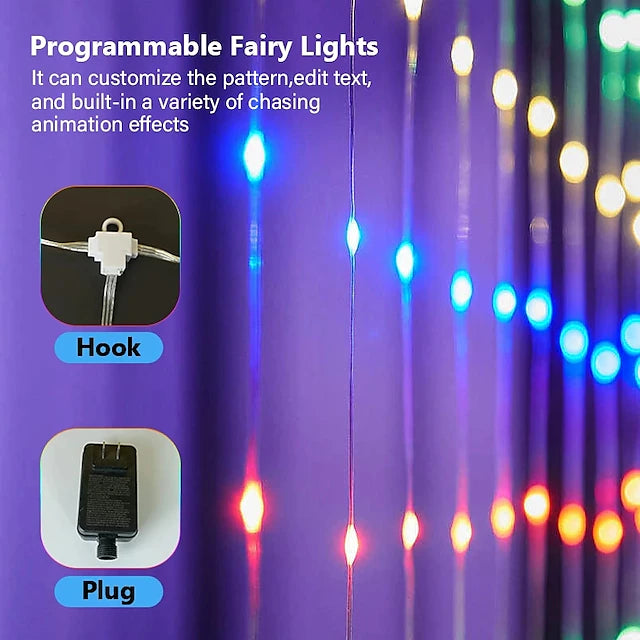 Christmas Curtain Light Smart LED RGB Color 3X3 2X2 1X1 Bluetooth