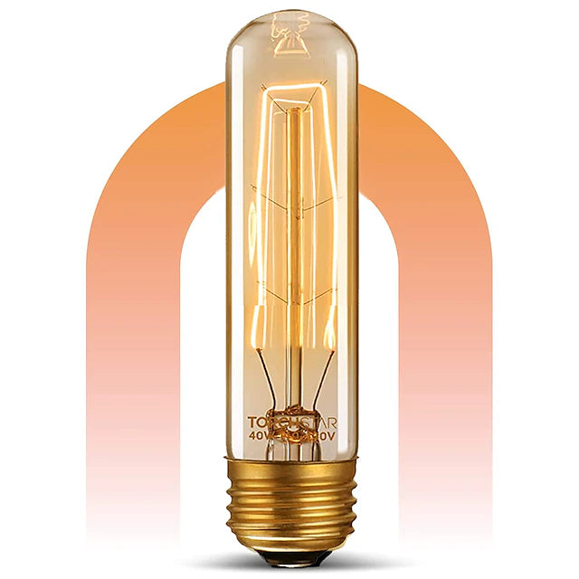 T10 Vintage Edison Light Bulb 40 Watt Dimmable Antique Tubular Old Fashioned