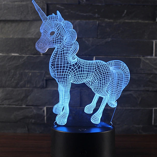 Beautiful Unicorn Romantic Gift 3D LED Table Lamp 7 Color Change