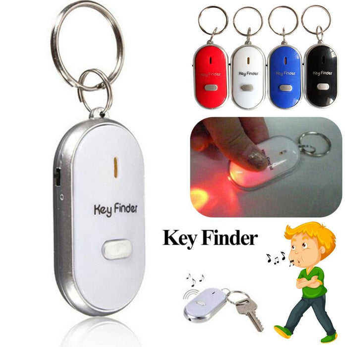 LED Whistle Key Finder Flashing Beeping Sound Control Alarm Anti-Lost Key Locator Finder Tracker with Key Ring