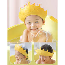 Baby Shower Cap Bathing Crown Shape Cap Adjustable Silicone Shampoo Visor hat