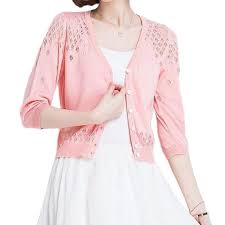 Women's Cardigan Sweater Jumper Crochet Knit Hollow Out Button Solid Color