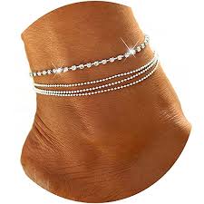 Ankle Bracelet Women's Body Jewelry For Holiday Beach Rhinestone Alloy Silver 1 PC