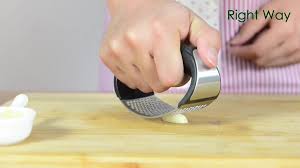 Garlic Press Rocker Stainless Steel Garlic Mincer Garlic Crusher Garlic Chopper for Smash