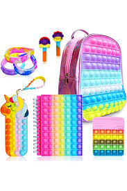 Large Pop Fidget Backpack Notebook Pencil Case Pop School Supplies for Kids