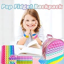 Large Pop Fidget Backpack Notebook Pencil Case Pop School Supplies for Kids