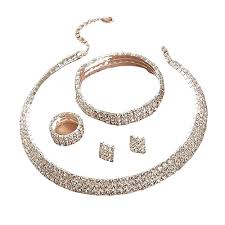 Bridal Jewelry Sets 5 sets Stainless Steel Rings 1 Necklace 1 Bracelet Earrings
