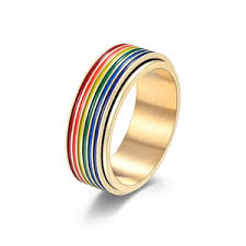 prosteel pride rings for women men size 9 stainless steel lgbtq pride rainbow fidget ring