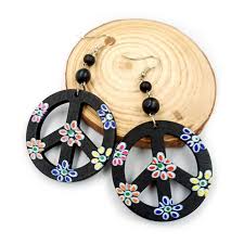 Piece&Love 1960s Hippie 1970s Disco Necklace Masquerade Earrings Men's Women's