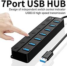 Usb Extension Cable Multiple Port 4-Port/7-Port USB 2.0/3.0 HUB Splitter With LED Power