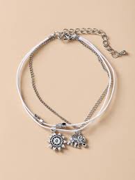 Ankle Bracelet Stylish Simple Women's Body Jewelry For Daily Beach Classic Alloy Sun Silver 1pcs