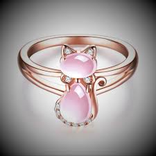 1PC Ring For Women's AAA Cubic Zirconia Pink Gift Holiday Alloy Cat