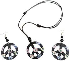 Piece&Love 1960s Hippie 1970s Disco Necklace Masquerade Earrings Men's Women's