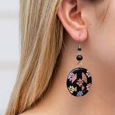 Piece&Love 1960s Hippie 1970s Disco Necklace Masquerade Earrings Men's Women's