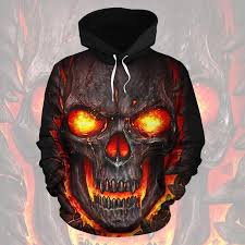 Men's Tracksuit Hoodies Set Dark Gray Red Black Hooded Graphic Skull 2 Piece
