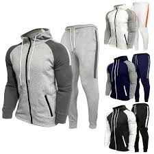 Men's Tracksuit Sweatsuit Jogging Suits Black White Navy Blue Gray Standing Collar Color Block Drawstring 2 Piece Sports & Outdoor