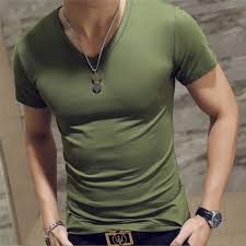 Men's T shirt Tee Plain V Neck Vacation Going out Short Sleeves Clothing