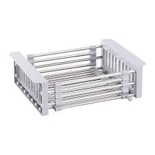 1pc Drain Rack, Stainless Steel Kitchen Basket, Home Dish Rack, Retractable Sink