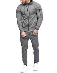 Men's Tracksuit Sweatsuit Full Zip Hoodie Jogging Suits Black Wine Army Green Navy Blue Dark Gray Hooded Solid Color Zipper 2 Piece Sports & Outdoor
