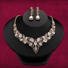 Hoop Earrings 1 set Rhinestone Alloy 1 Necklace Earrings Women's Stylish