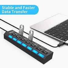 4-Port/7-Port USB To USB 2.0 Ultra-Mini Hub Adapter Hub Power On/Off Switch For PC Laptop Computer