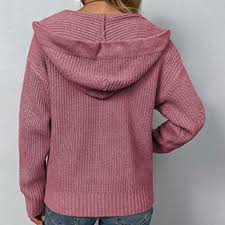 Women's Cardigan Sweater Jumper Crochet Knit Knitted Pure Color Hooded Stylish