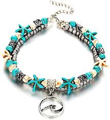 Ankle Bracelet Boho Women's Body Jewelry For Daily Beach Classic Turquoise Alloy Silver 7 PCS