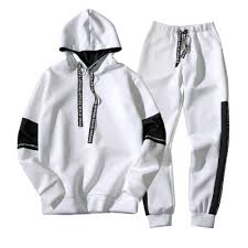 Men's Tracksuit Sweatsuit Jogging Suits Black White Hooded Letter Patchwork 2 Piece Sports & Outdoor