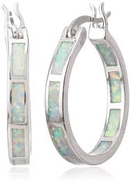 white opal hoop earrings,women jewelry rhodium plated gemstone big hoop earrings 32mm