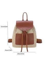 Women's Backpack Mini Backpack Drawstring Bag Daily Solid Color Straw Large Capacity