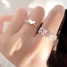 2pcs/set Ring For Women's Daily Alloy Heart