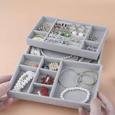 Velvet Jewelry Display Stackable Exquisite Jewellery Holder Portable Ring Earrings