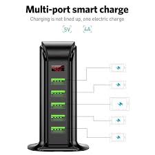 5ports Multi-USB Charging Station Hub Base Smart Digital Display Charger