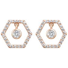 Women's Clear Pink Zircon Stud Earrings Fine Jewelry Classic Precious Stylish Simple S925 Sterling