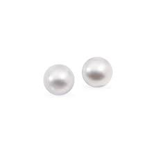 Women's White Freshwater Pearl Stud Earrings Fine Jewelry Classic Precious Stylish