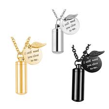 cylinder urn necklace for ashes cremation jewelry/keychain for human pet stainless steel