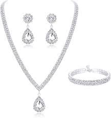 Bridal Jewelry Sets Three-piece Suit Rhinestone Alloy Earrings Necklace Bracelets