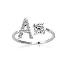 Ring Jewelry Creative Women's Ring Adjustable Opening Ring 26 Letter Ring