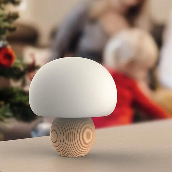 Cute Mini LED Log Base Mushroom Lamp Touch Control Creative Magnetic Press Sensor Night Lights