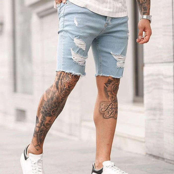 Men's Jeans Denim Shorts Jean Shorts Pocket Ripped Straight Leg Solid Colored