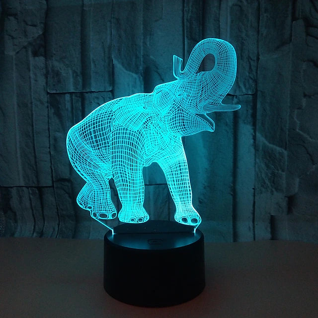 Elephant 3D Night Light for Kids 3D Lamp with 16 Colors Changing
