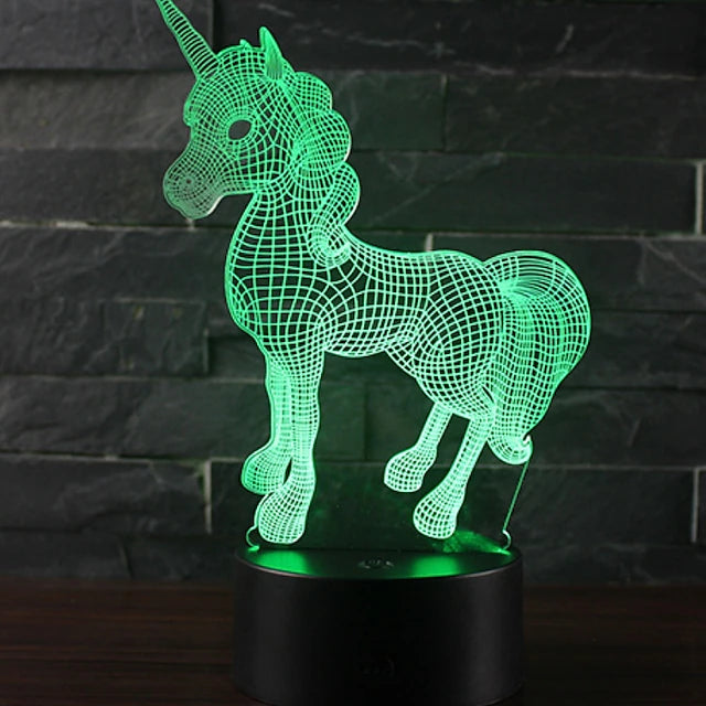 Beautiful Unicorn Romantic Gift 3D LED Table Lamp 7 Color Change