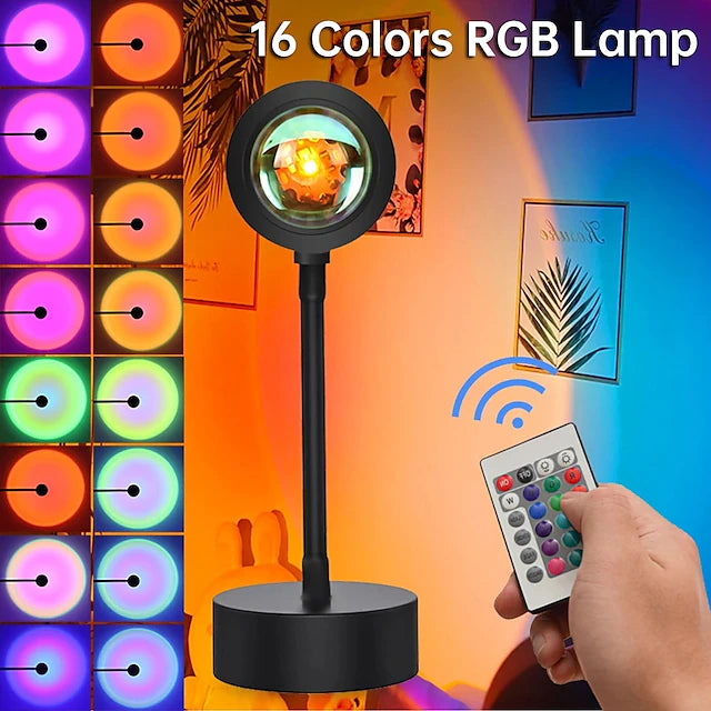 Sunset Projection Lamp RGBW 16 Colors Remote Control Atmosphere
