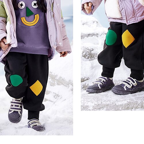 Toddler Boys Sweatpants Trousers Patchwork Graphic Keep Warm Pants