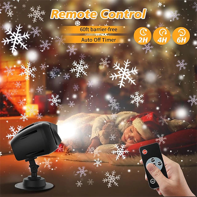 Christmas Snowflake Projector Light 2 IN 1 Outdoor Snowfall Laser Projection Lamp for New Year