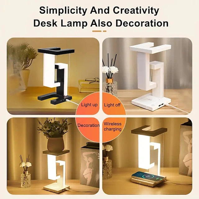 Creative LED Desk Lamp Floating Desk Lamp With Wireless and USB Charging Table Lamp for Office Home